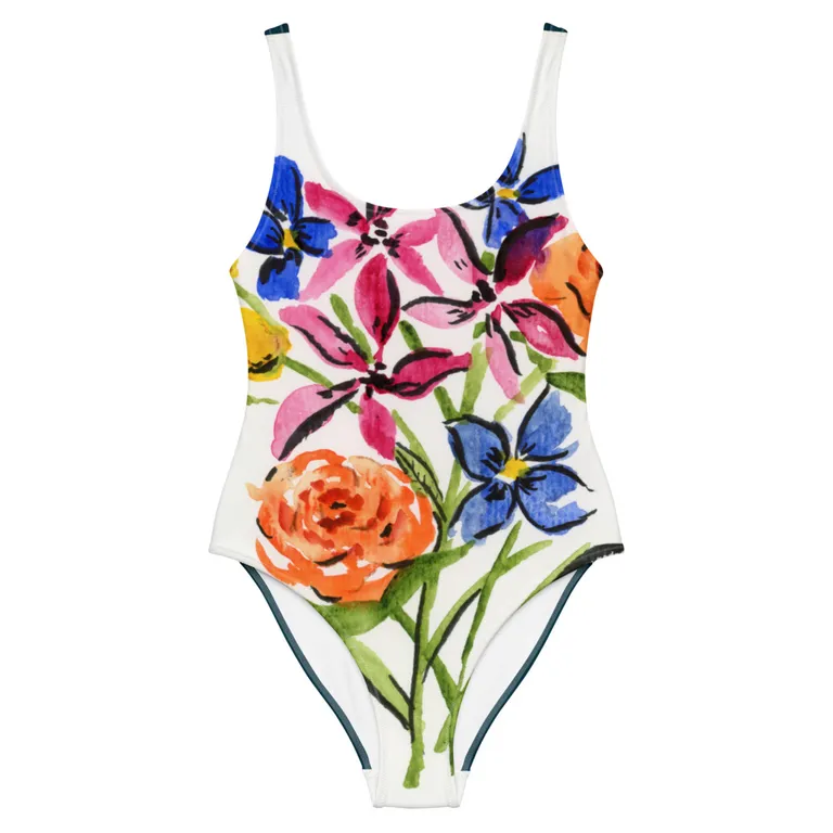 Watercolor Flowers - One-Piece Swimsuit